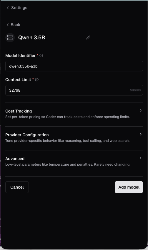Adding the Qwen 3.5B model with its identifier and context limit