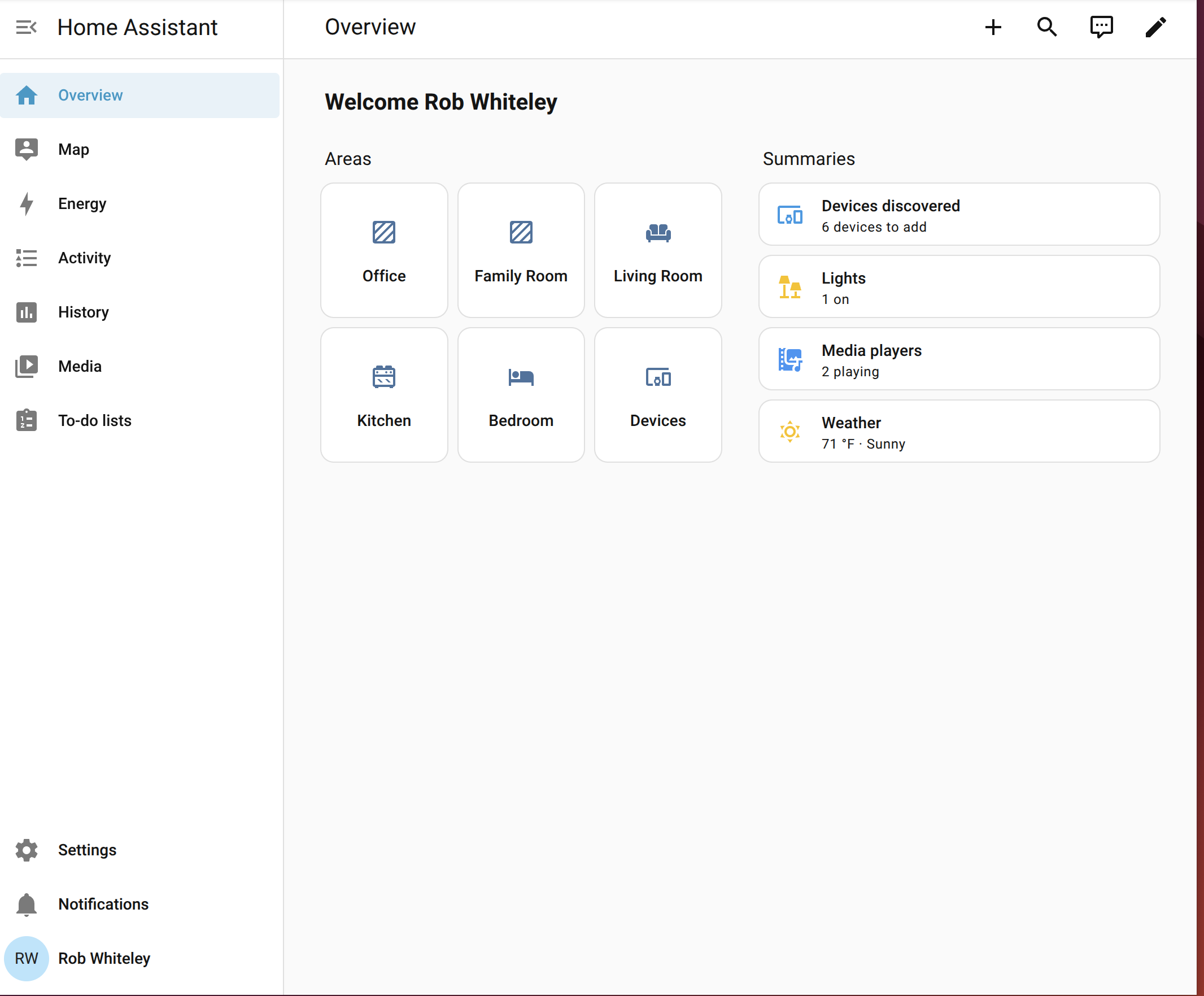 Home Assistant overview dashboard